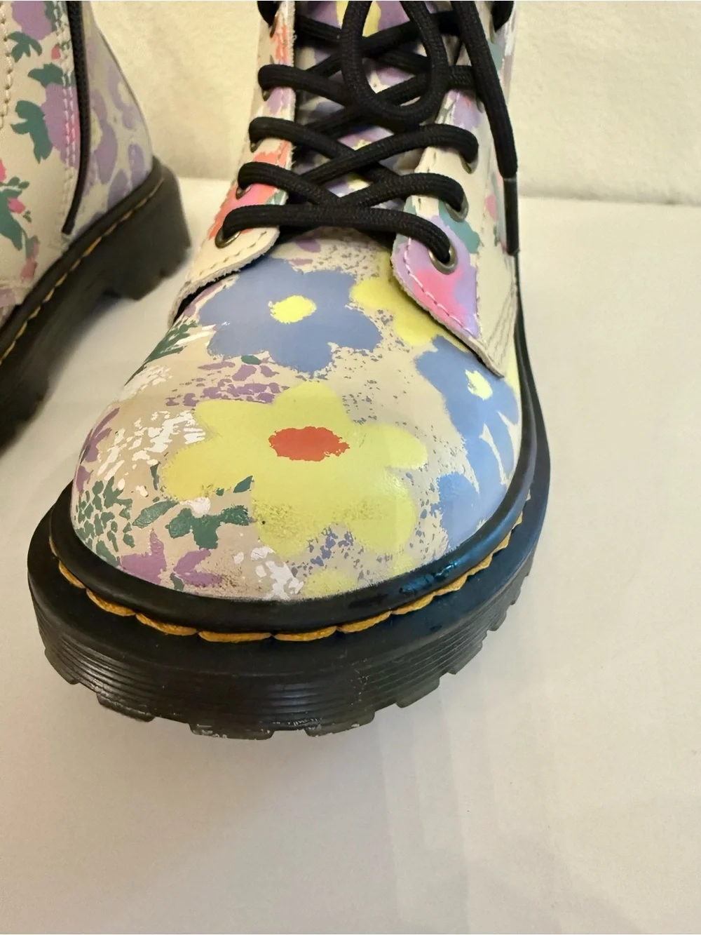 Dr. Martens 1460 Kids Floral Mash Up Leather Lace Boots